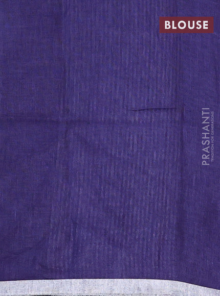 Pure linen saree blue shade with plain body and silver zari woven border