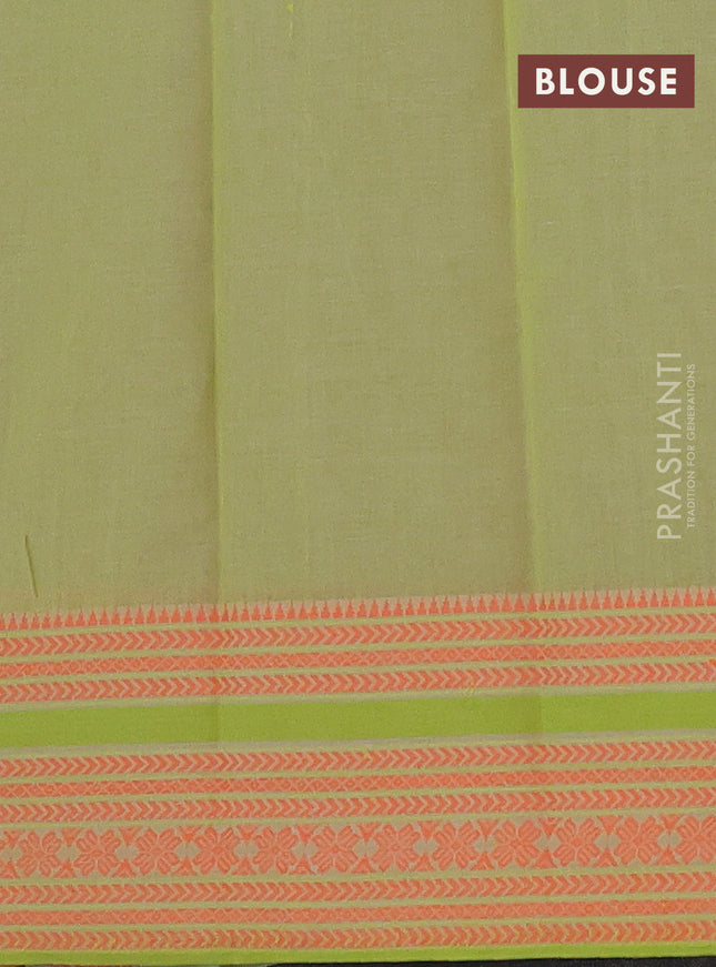 Khadi cotton saree grey shade and green shade with allover prints and woven border