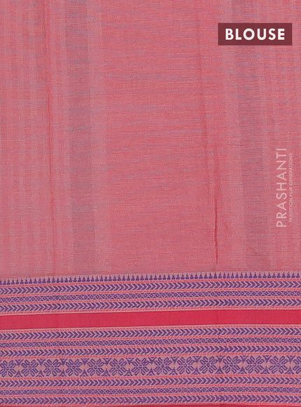 Khadi cotton saree grey shade and red with allover prints and woven border
