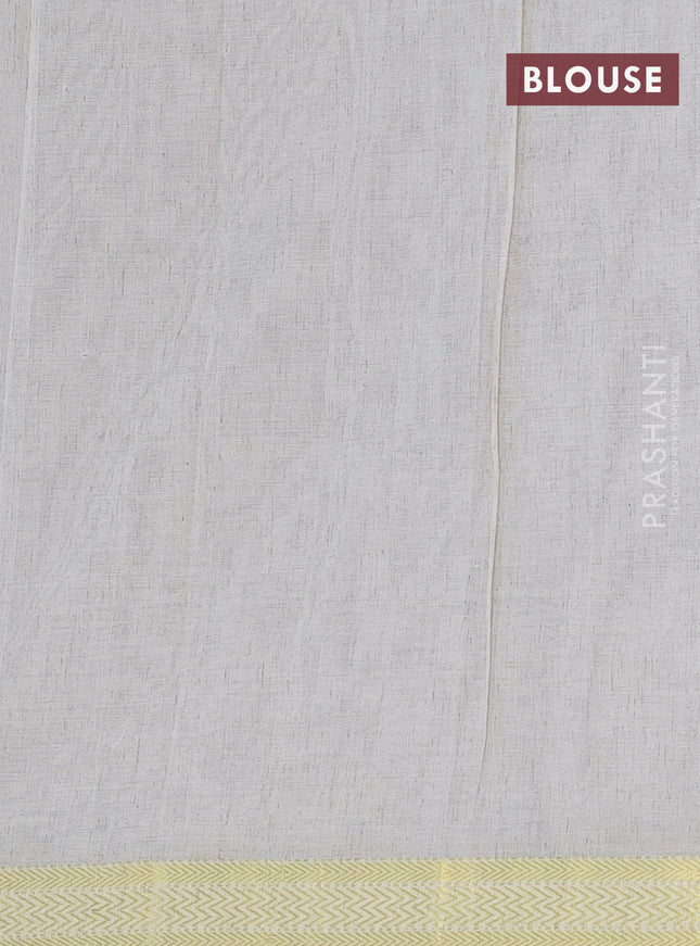 Khadi cotton saree beige and red with allover butta prints and zari woven border