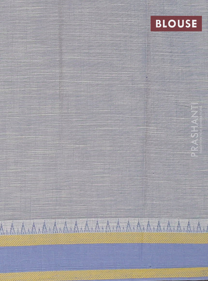 Khadi cotton saree dark sandal and grey shade yellow with allover butta prints and woven border