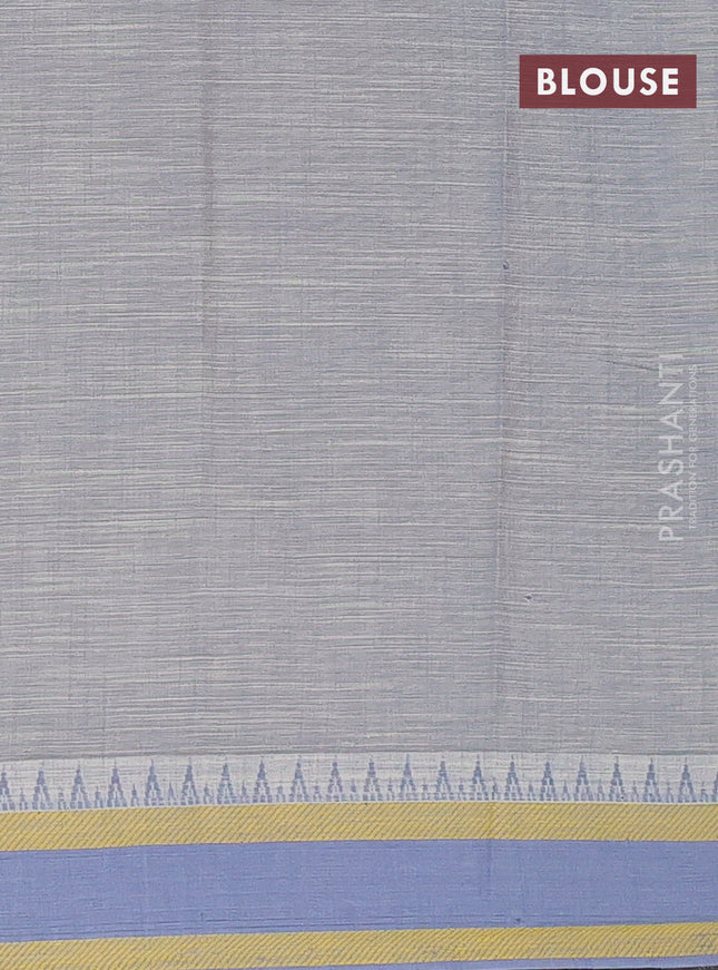 Khadi cotton saree dark sandal and grey shade yellow with allover butta prints and woven border