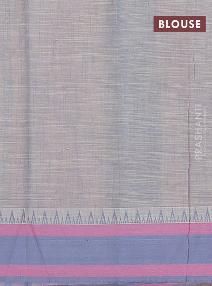 Khadi cotton saree dark sandal and grey shade pink with allover butta prints and woven border