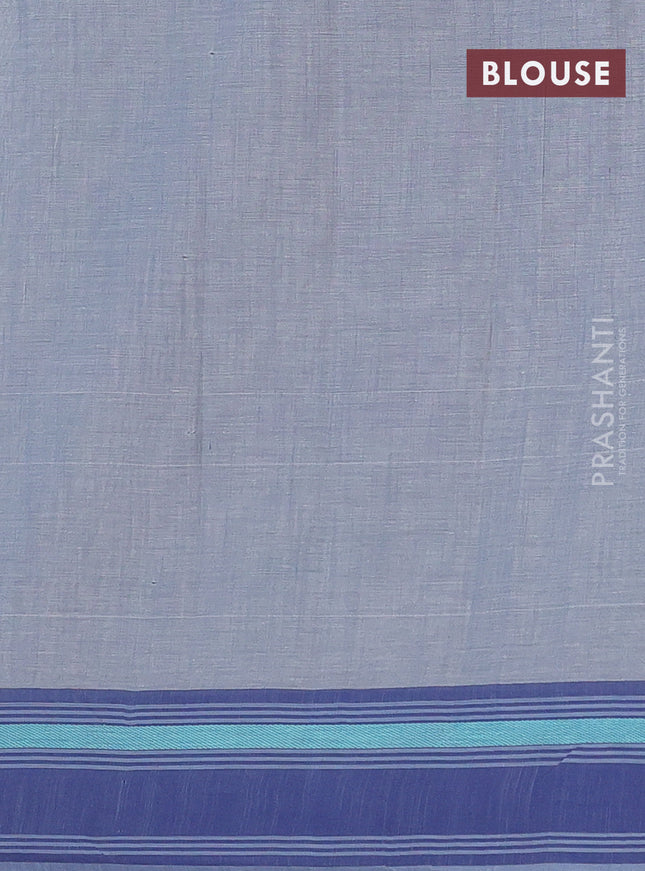 Khadi cotton saree off white and grey shade teal with allover butta prints and woven border