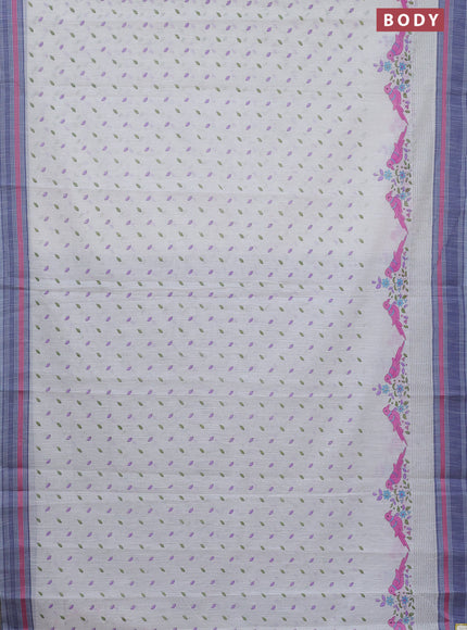 Khadi cotton saree off white and grey shade with allover butta prints and woven border