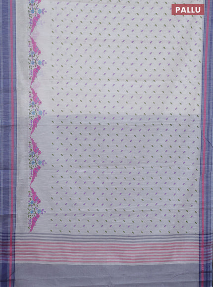 Khadi cotton saree off white and grey shade with allover butta prints and woven border
