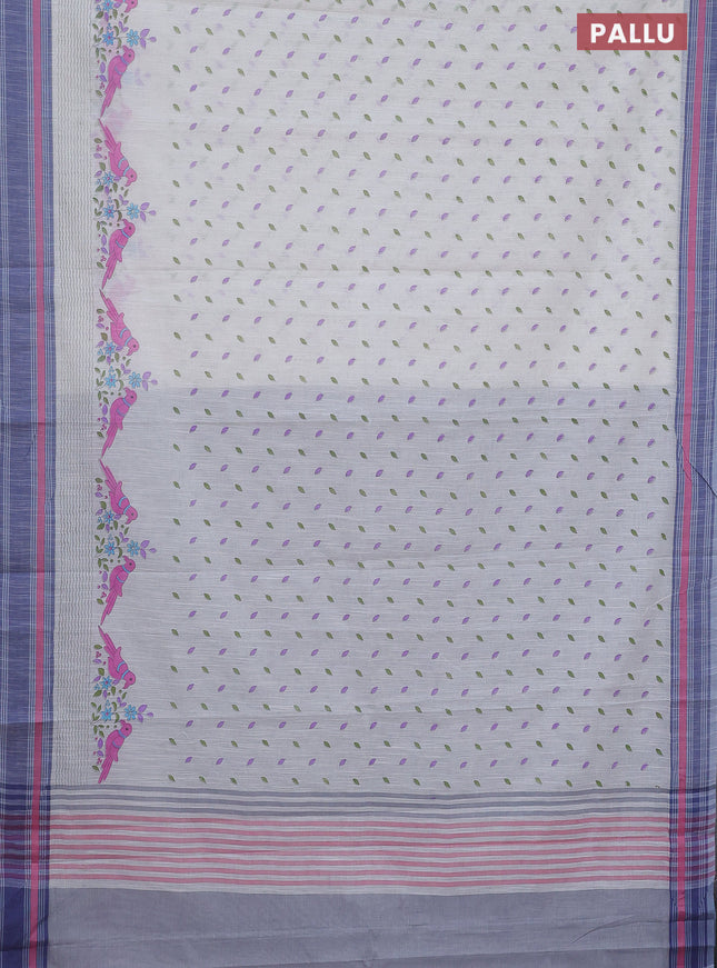 Khadi cotton saree off white and grey shade with allover butta prints and woven border