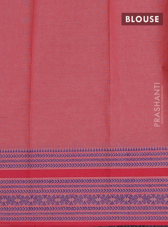 Khadi cotton saree pastel grey shade and red shade with annam butta prints and woven border
