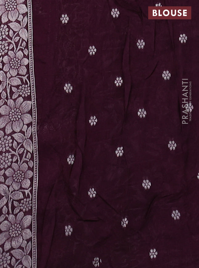 Banarasi raw silk saree wine shade with bandhej and zari woven paithani style border