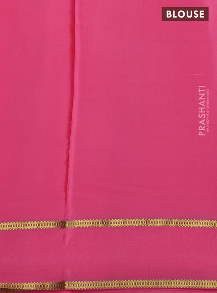 Pure mysore silk saree peach pink with plain body and zari woven embroidery work border