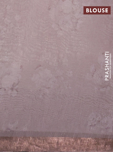 Pure linen silk saree sandal with floral butta prints and small zari woven border