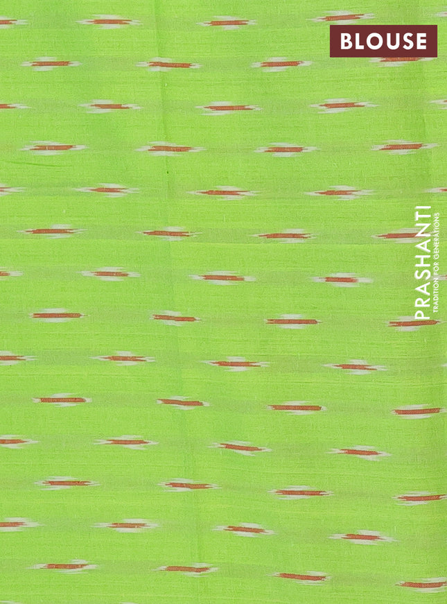 Chirala cotton saree maroon and light green with plain body and ikat blouse