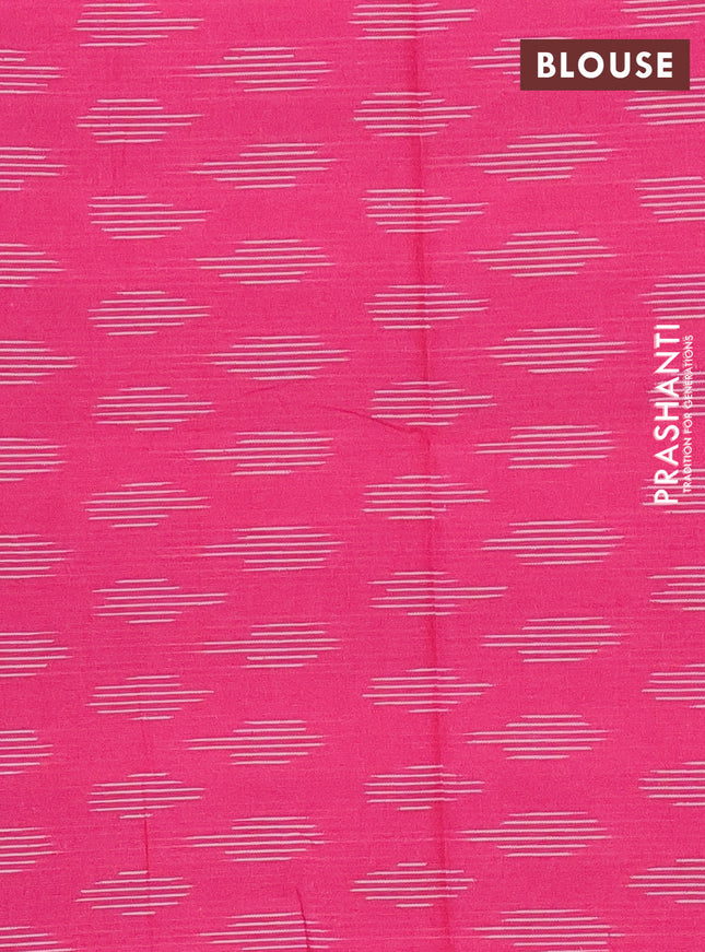 Chirala cotton saree green and pink with plain body and thread woven blouse