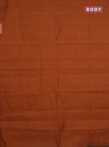 Chirala cotton saree dark mustard and maroon with plain body and self emboss & zari woven blouse