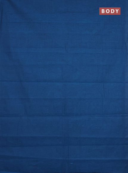 Chirala cotton saree peacock blue and purple with plain body and zari woven blouse