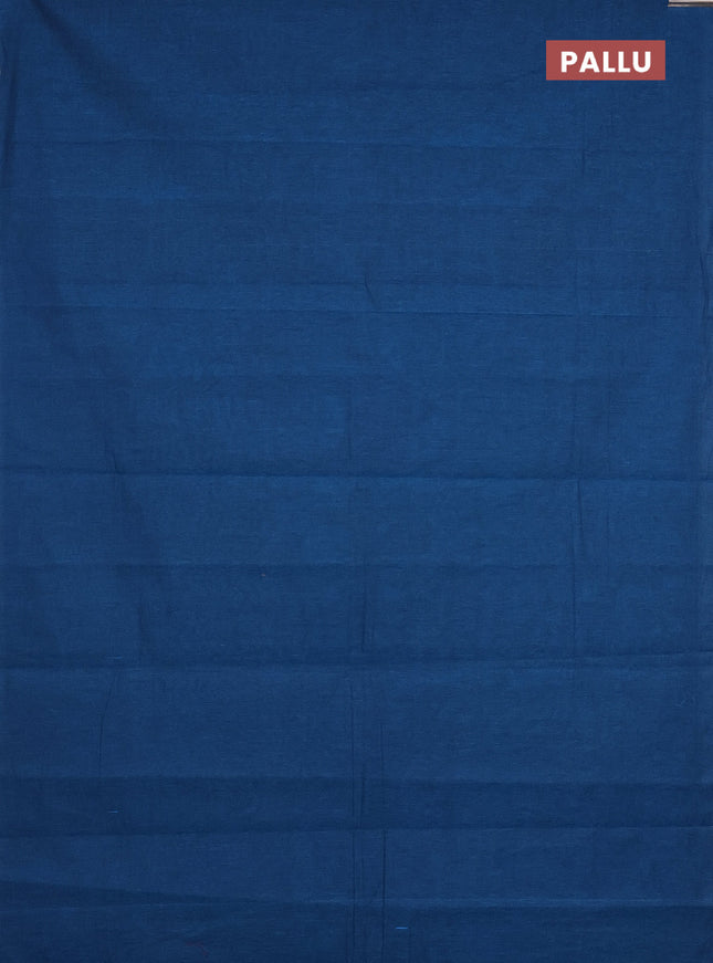 Chirala cotton saree peacock blue and purple with plain body and zari woven blouse