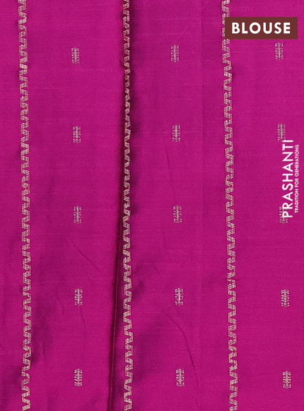 Chirala cotton saree peacock blue and purple with plain body and zari woven blouse