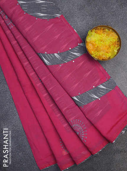 Chirala cotton saree pink and grey with butta prints and ikat blouse