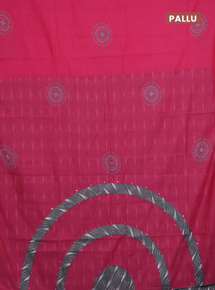 Chirala cotton saree pink and grey with butta prints and ikat blouse