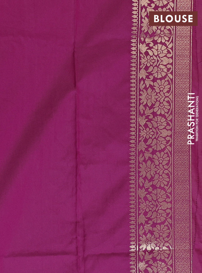 Semi soft silk saree mehendi green and purple with allover ikat & zari weaves and zari woven border