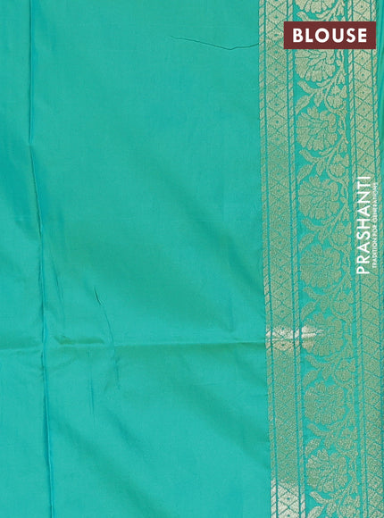 Semi soft silk saree dual shade of mustard and teal green with allover ikat & zari weaves and zari woven border