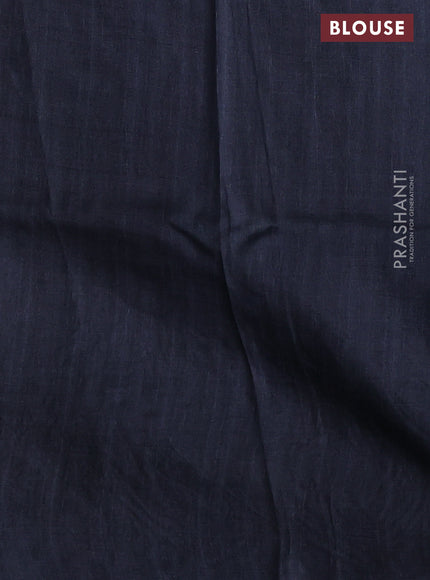 Pure tussar silk saree elephant grey with allover geometric prints and bird design embroidery work border