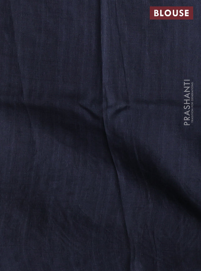 Pure tussar silk saree elephant grey with allover geometric prints and bird design embroidery work border