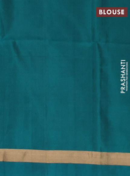 Ikat soft silk saree pink and teal green shade with allover ikat weaves and long zari woven border