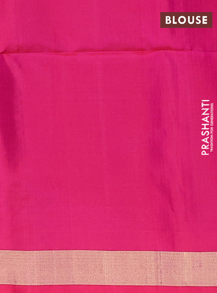 Ikat soft silk saree teal blue shade and dual shade of pink with allover ikat weaves and long zari woven border