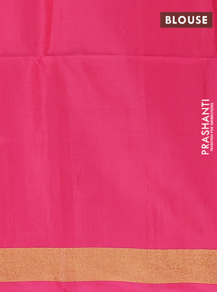 Ikat soft silk saree royal blue and pink with allover ikat weaves and long zari woven border