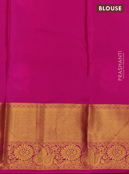 Pure kanchipuram silk saree cs blue and pink with zari woven floral buttas and rich zari woven border