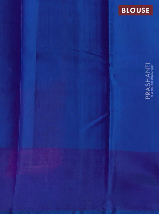Pure kanchipuram silk saree pink and dual shade of blue with zari woven buttas and simple border