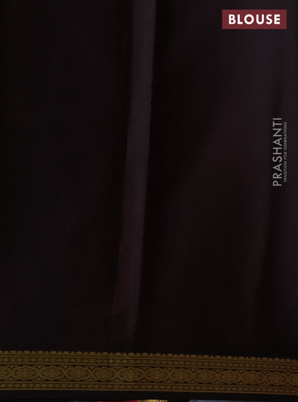 Pure mysore silk saree pink and deep coffee brown with plain body and zari woven border