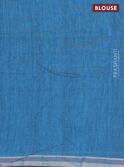 Bengal soft cotton saree teal blue shade with plain body and zari woven piping border