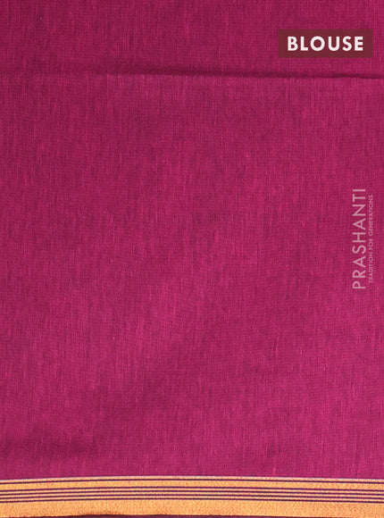 Bengal soft cotton saree magenta pink with plain body and zari woven piping border