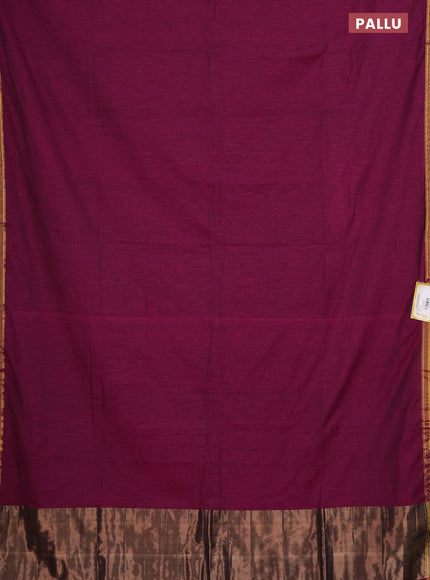 Bengal soft cotton saree magenta pink with plain body and zari woven piping border