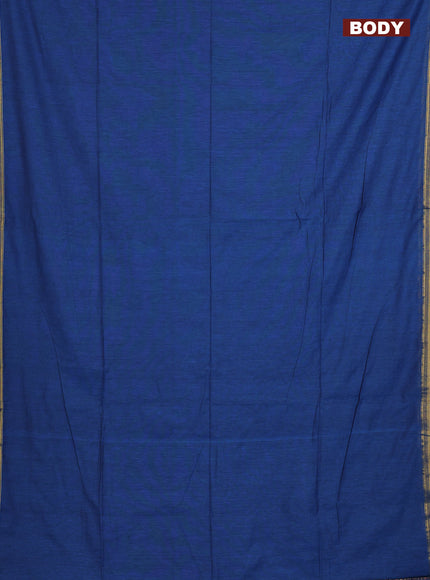 Bengal soft cotton saree cs blue with plain body and zari woven piping border