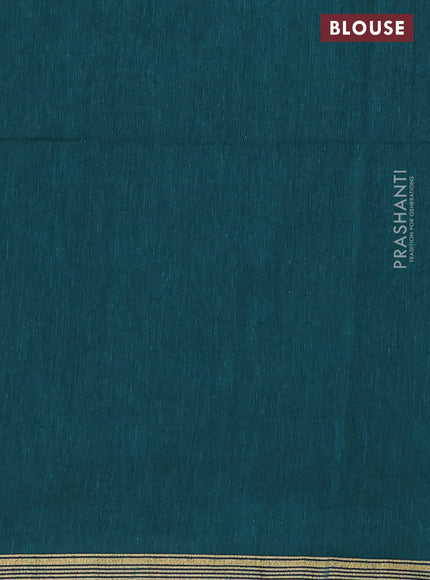 Bengal soft cotton saree green with plain body and zari woven piping border