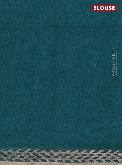 Bengal soft cotton saree green shade with plain body and zari woven border