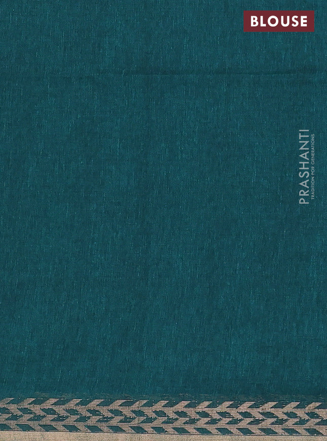 Bengal soft cotton saree green shade with plain body and zari woven border