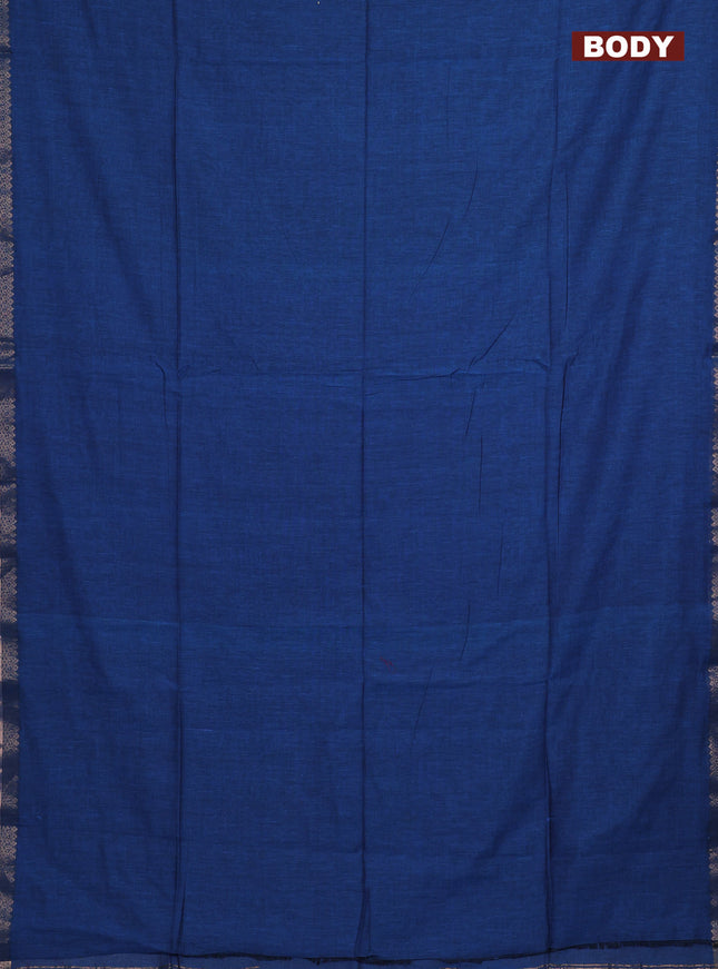 Bengal soft cotton saree cs blue with plain body and zari woven border