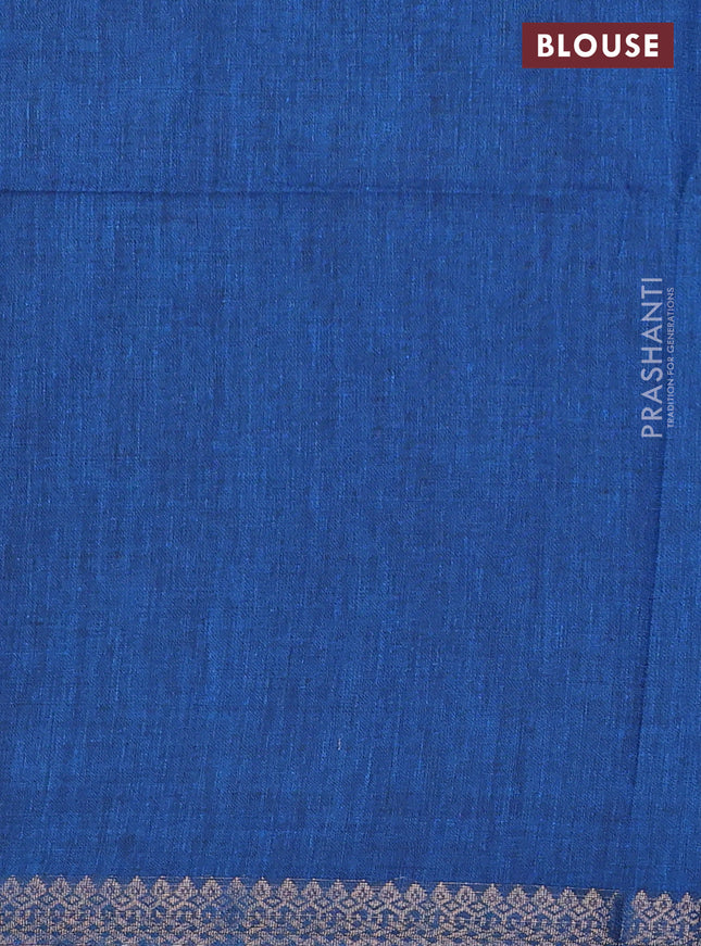 Bengal soft cotton saree cs blue with plain body and zari woven border
