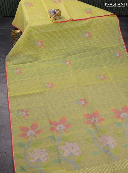 Pure organza silk saree yellow and with allover sequin work & jamdhani buttas and jamdhani design pallu