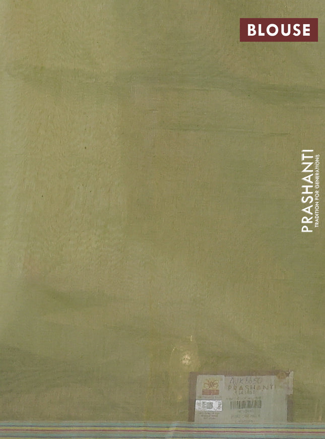 Pure organza silk saree pista green and with jamdhani buttas and jamdhani design pallu