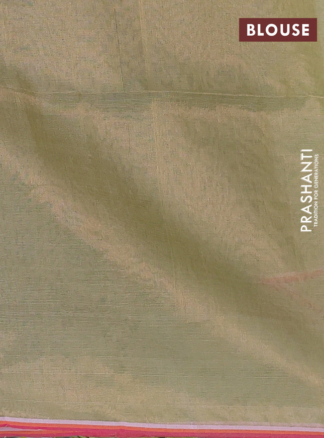 Pure organza silk saree pastel green with allover sequin stripe pattern and jamdhani design pallu