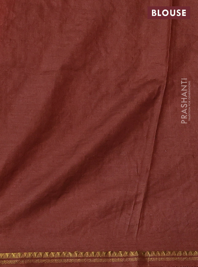 Pure tussar silk saree dark rust shade with allover floral embroidery work and small zari woven border