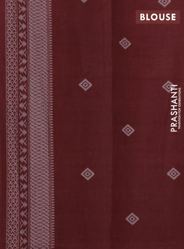Sambalpuri semi silk saree green and brown with allover thread woven ikat weaves and temple woven border