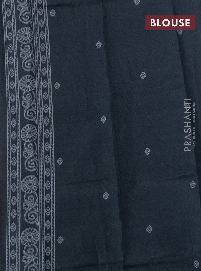 Sambalpuri semi silk saree red and elephant grey with allover thread woven ikat weaves and thread woven border