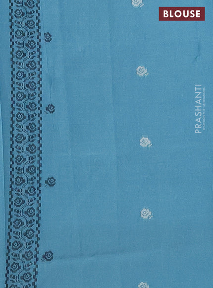 Sambalpuri semi silk saree teal green with thread woven ikat buttas and thread woven border