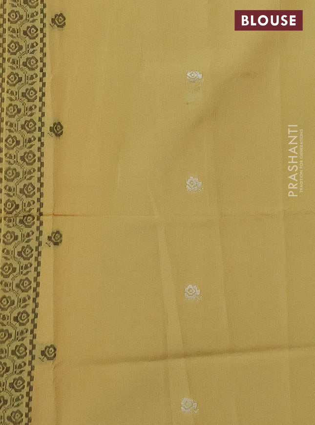 Sambalpuri semi silk saree yellow with thread woven ikat buttas and thread woven border